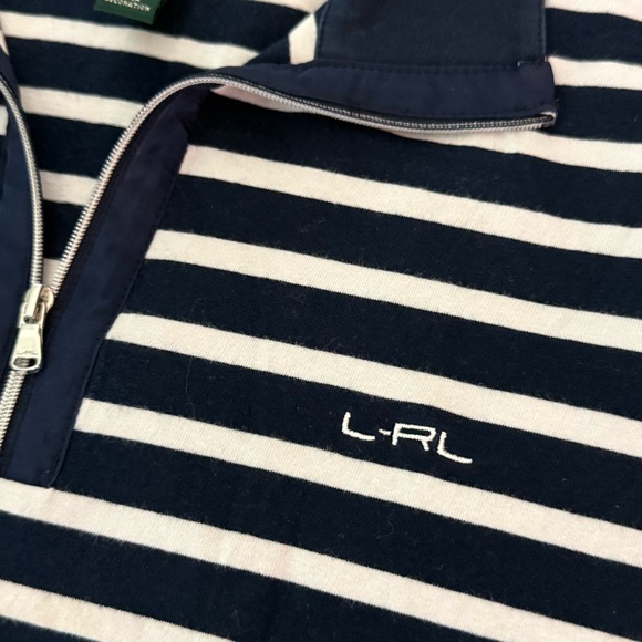 Lauren Ralph Lauren Women's Navy and White Striped Polo Size XL - Picture 3 of 8